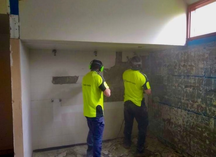 Professional bathroom strip out in progress